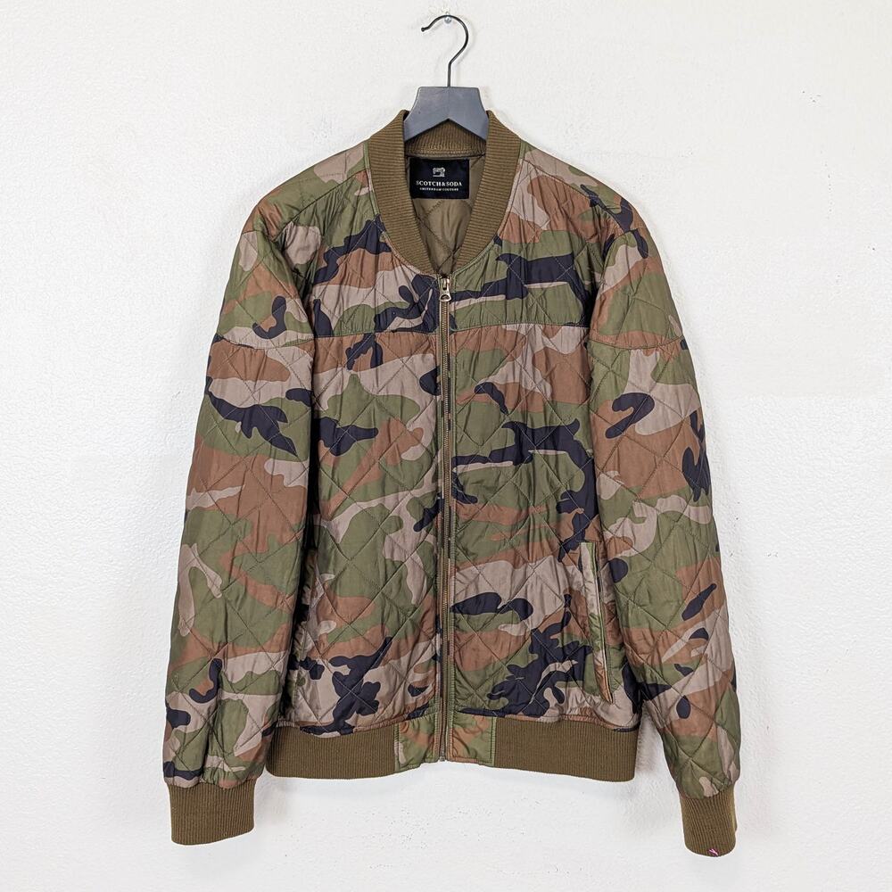 Scotch & Soda Quilted Camo Bomber Jacket size XL